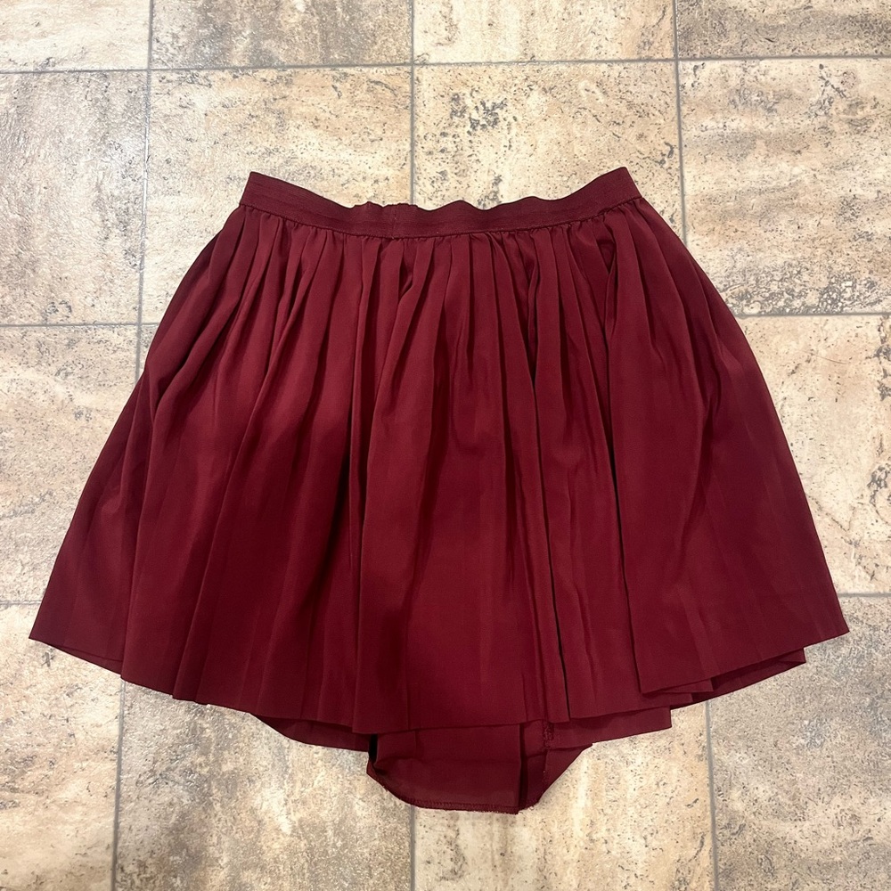 Divided Burgundy Pleated Skirt